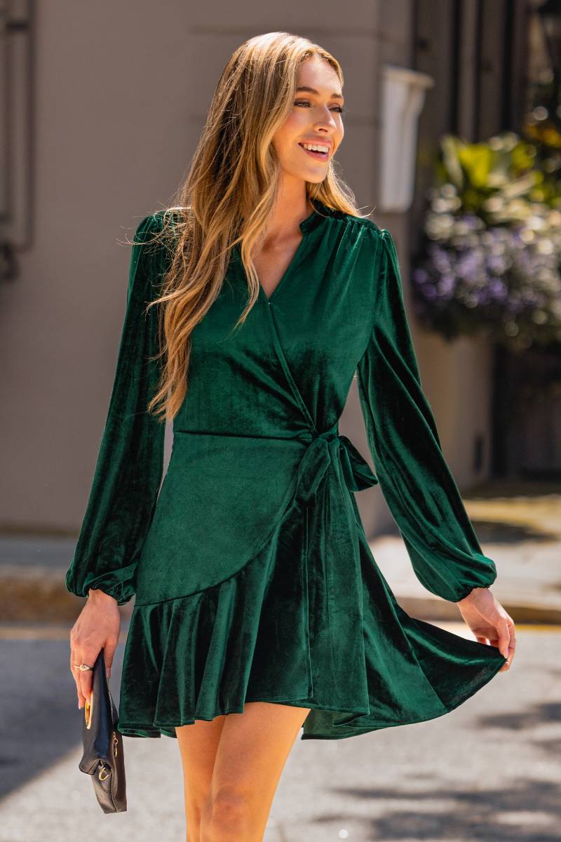 Grünes Festliches Mini-Wickelkleid von CUPSHE