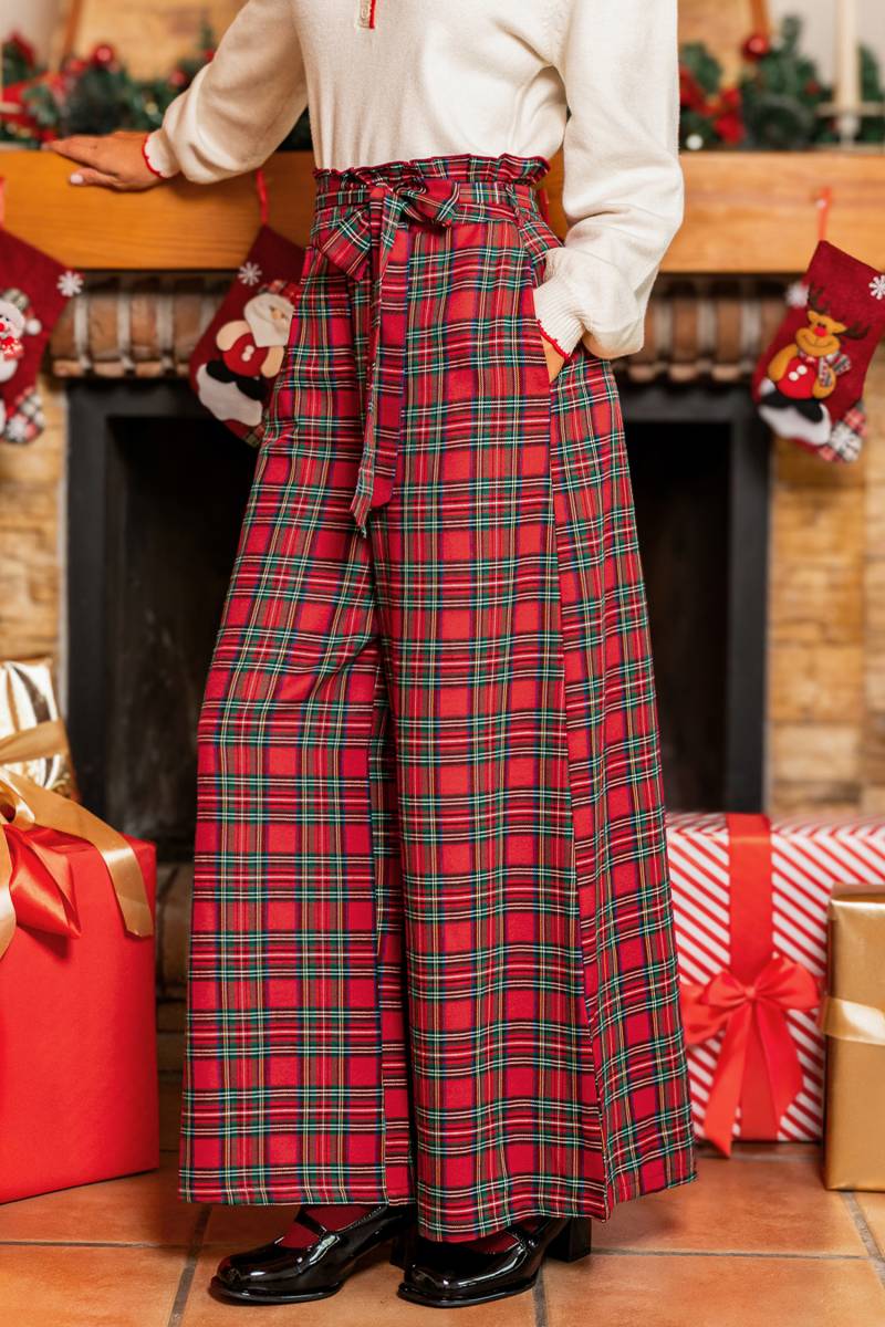 Karierte Hose mit Taillengürtel von CUPSHE