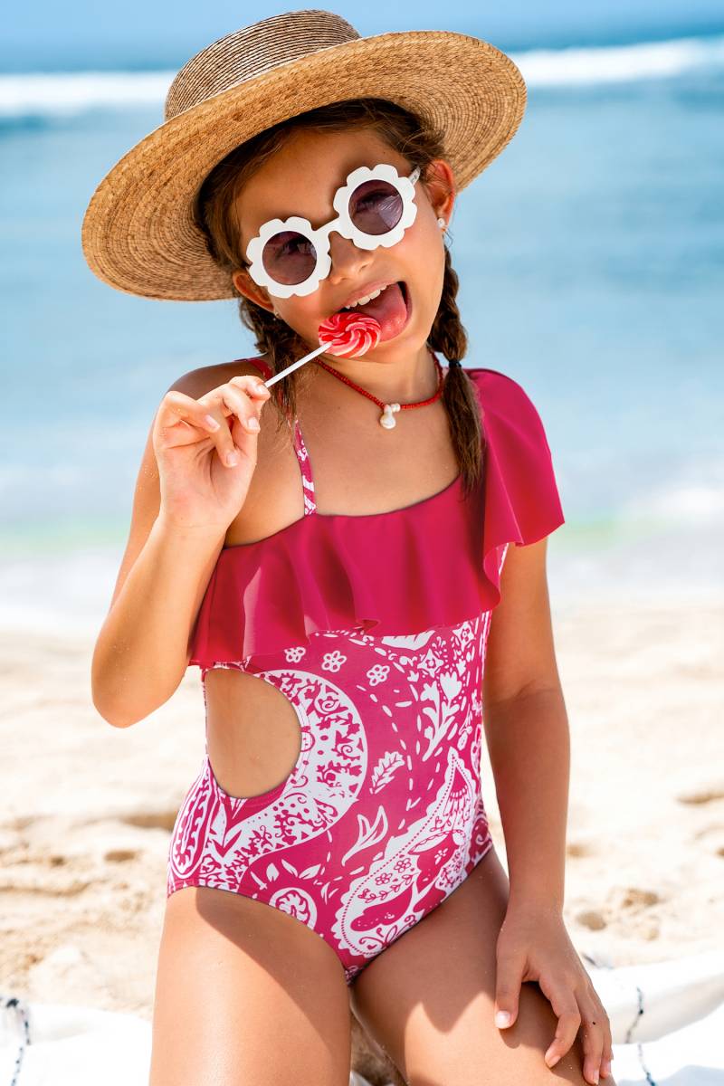 Kinderbademode Paisley Mädchen-Badeanzug von CUPSHE