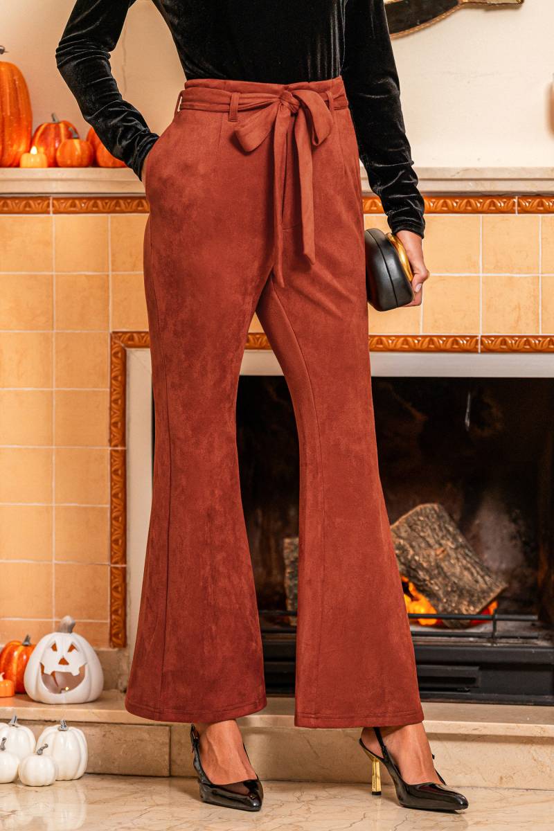 Rote Hose mit Taillengürtel und Tasche von CUPSHE