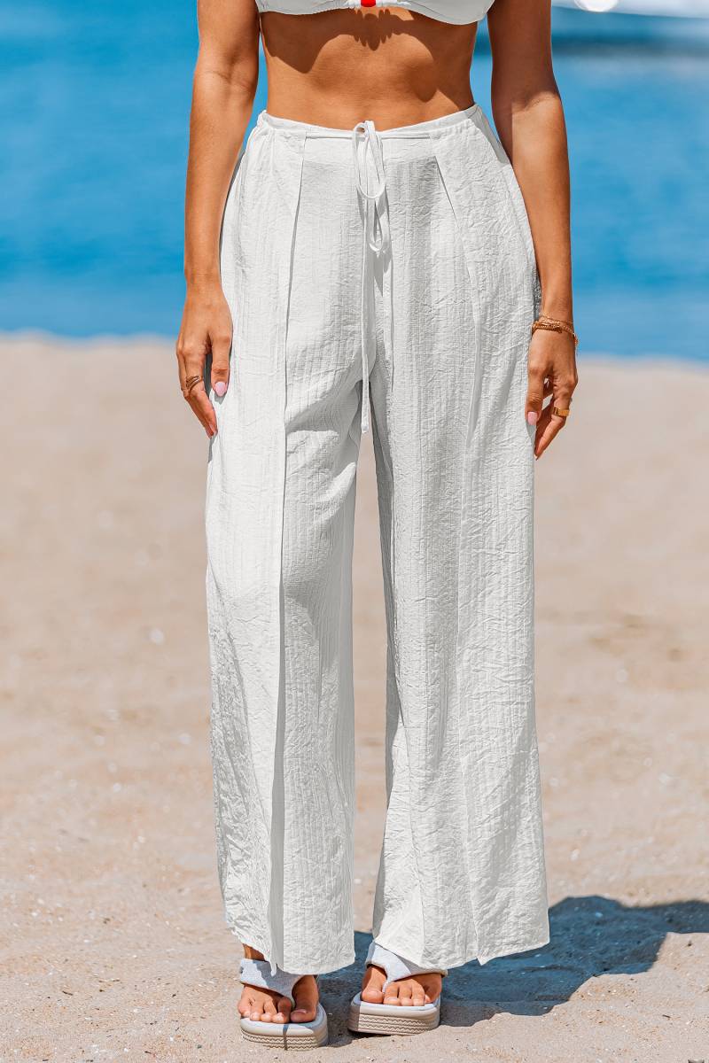 Weiße Transparente Strandhose mit Taillengürtel von CUPSHE
