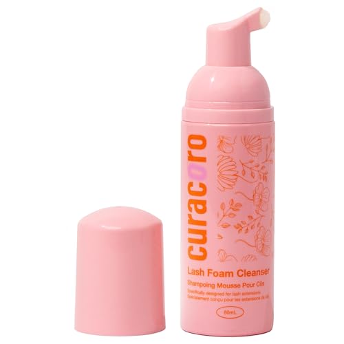 Curacoro 60ML Wimpernreiniger – Wimpern Shampoo für Wimpernverlängerungen, Schaumreiniger für empfindliche Haut, entfernt wasserfestes Make-up für professionellen und privaten Gebrauch von CURACORO