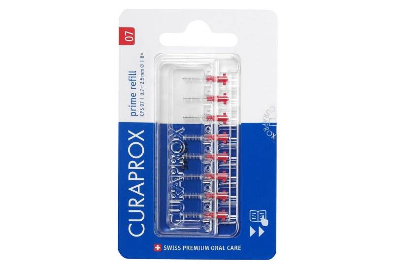 CURAPROX Interdentalbürsten Interdentalbürste CPS 07 prime, Refill, 8 Stück, 2.5 mm Wirksamkeit, rot, Nachfüllpackung, ohne Halter von CURAPROX