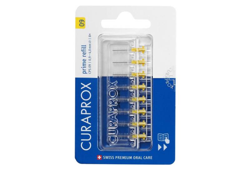 CURAPROX Interdentalbürsten Interdentalbürste CPS 09 prime, Refill, 8 Stück, gelb, 4 mm Wirksamkeit, Nachfüllpackung, ohne Halter von CURAPROX