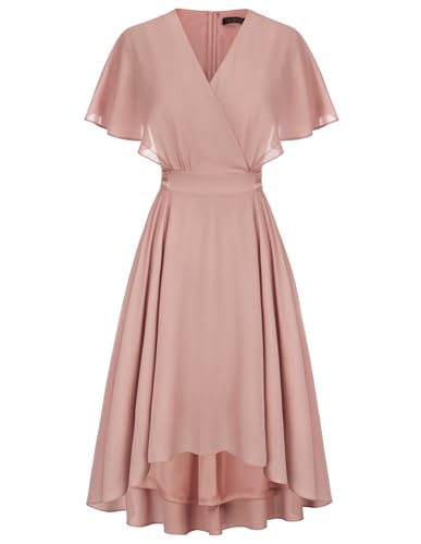 Damen V-Neck Kleid Cape Ärmel A-Linie Chiffon Kleider Flowy Hochzeit Cocktailkleid Hellrosa 38 Damen V-Neck Kleid Cape Ärmel A-Linie Chiffon Kleider Flowy Hochzeit Cocktailkleid Hellrosa 38 von CURLBIUTY
