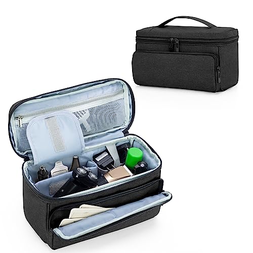 CURMIO Kulturtasche für Herren, Reise Kulturbeutel Kosmetiktasche für Männer, Tragetasche für Elektrorasierer, Barttrimmer, Haarschneider, Leere Tasche, Schwarz von CURMIO