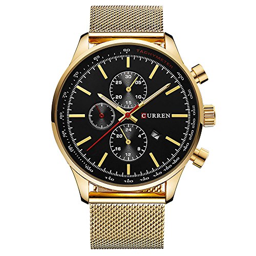 Curren Herren Armbanduhr Classic Sport Uhr mit goldenem Band von CURREN