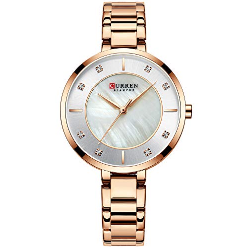 Damenuhren in Roségold Top Brand Luxus Armbanduhr Frauen Quarz Wasserdicht Damen Armbanduhr Damen Mädchen Uhr Uhr rose gold white von CURREN