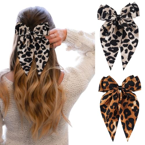 Haarschleifen für Damen und Mädchen, Leopardenschleife mit langem Schwanz, Vintage-Haarschmuck, 2 Stück von CURT SHARIAH