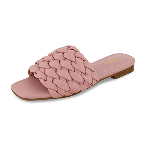 CUSHIONAIRE Aramis gewebte Slide-Sandale für Damen + Memory Foam, große Weiten erhältlich, Pink, 40 EU W von CUSHIONAIRE