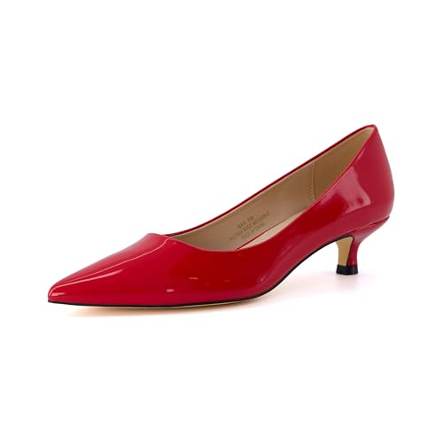 CUSHIONAIRE Bay Damenschuh mit Kitten-Absatz und Memory-Schaum, breite Breiten erhältlich, Rotes Lackleder, 37.5 EU Weit von CUSHIONAIRE