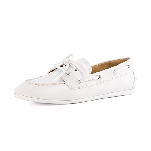 CUSHIONAIRE Anchor Leichte Bootsschuhe für Damen | Slip-On Mokassin Loafer mit nautischem Design | Große Breiten erhältlich, Weiß glatt, 38.5 EU von CUSHIONAIRE