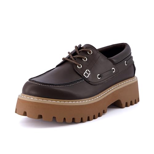 CUSHIONAIRE Damen Beam Chunky Boat Loafer + Memory Foam, in breiten Breiten erhältlich, Schokolade, 40.5 EU von CUSHIONAIRE