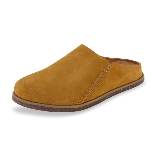 CUSHIONAIRE Damen Clay Echtleder Fußbett Clog mit Komfort Polsterung, Hellbraun, 39 EU von CUSHIONAIRE