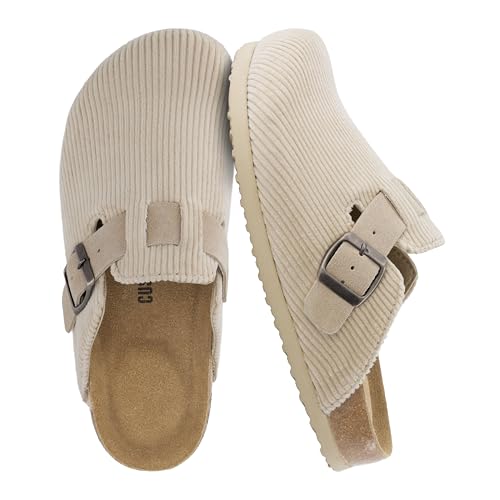 CUSHIONAIRE Damen Clogs Hana mit Korkfußbett und +Komfort, Beige Cord, 38 EU von CUSHIONAIRE