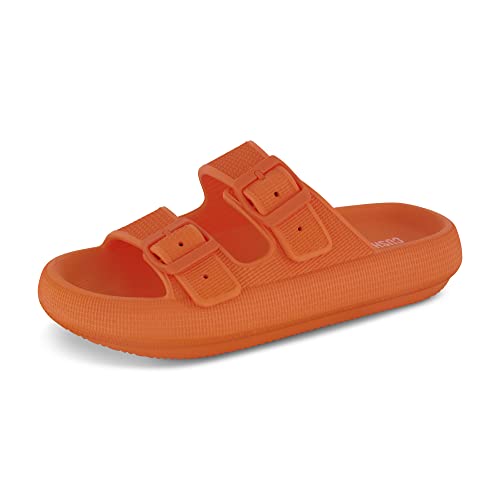 CUSHIONAIRE Damen Fame Recovery Cloud Slide mit +Komfort, Mandarine, 38 EU von CUSHIONAIRE