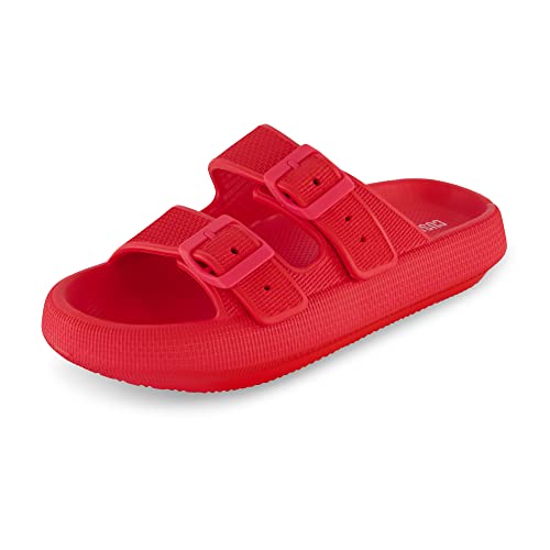 CUSHIONAIRE Damen Fame Recovery Cloud Slide mit +Komfort, Rot/Ausflug, einfarbig (Getaway Solids), 37 EU von CUSHIONAIRE