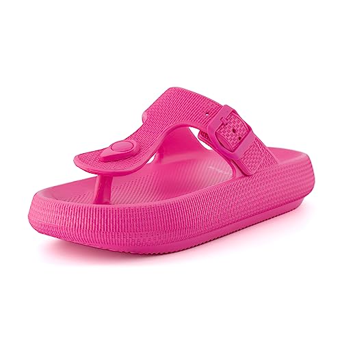 CUSHIONAIRE Damen Flo Thong Recovery Cloud Pool Slide Sandale mit +Comfort, Knallpink (Hot Pink), 42 EU von CUSHIONAIRE