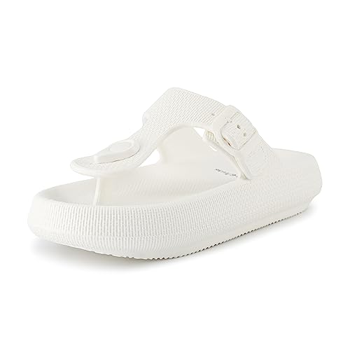 CUSHIONAIRE Damen Flo Thong Recovery Cloud Pool Slide Sandale mit +Comfort, Vanille 39 EU von CUSHIONAIRE