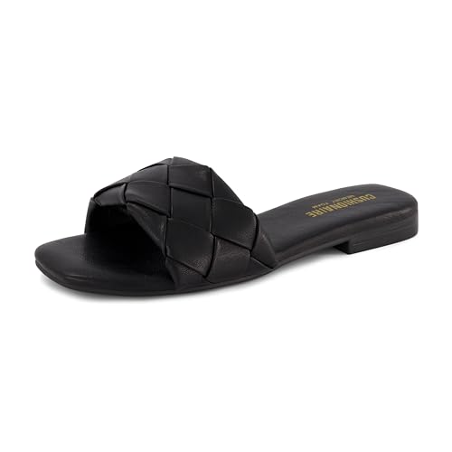 CUSHIONAIRE Damen Franca gewebte Slide-Sandale + Memory-Schaumstoff, breite Breiten erhältlich, Schwarz, 40 EU von CUSHIONAIRE