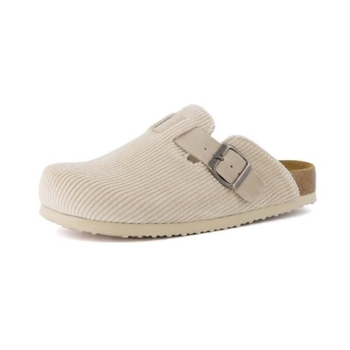 CUSHIONAIRE Damen HANA Korkfußbett Clog mit +Komfort Weite Weite wählbar, Beige, 37.5 EU von CUSHIONAIRE