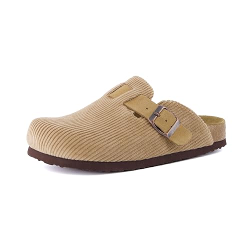 CUSHIONAIRE Damen HANA Korkfußbett Clog mit +Komfort Weite Weite wählbar, Taupe Cord, 40 EU von CUSHIONAIRE