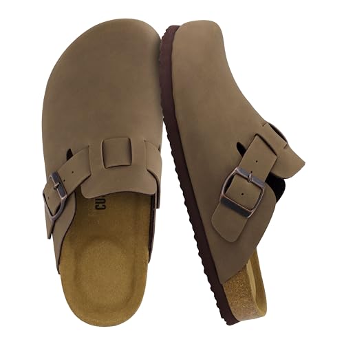 CUSHIONAIRE Damen Clogs Hana mit Korkfußbett und +Komfort, große Weiten verfügbar, Braun, 39 EU von CUSHIONAIRE