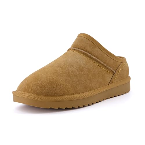 CUSHIONAIRE Damen Hilo Cozy Pantoletten aus echtem Wildleder + Memory Foam, Kastanie, 40 EU von CUSHIONAIRE