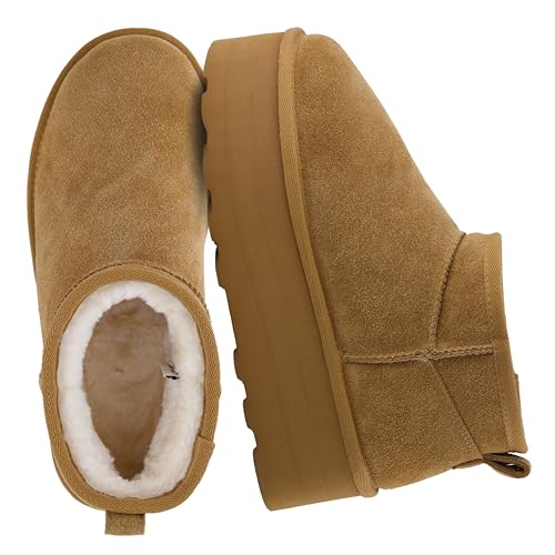 CUSHIONAIRE Damen Hippy Plateaustiefelette aus echtem Wildleder + Memory Foam, Kastanie, 40 EU W von CUSHIONAIRE