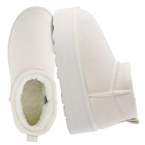 CUSHIONAIRE Damen Hippy Plateaustiefelette aus echtem Wildleder + Memory Foam, Off White, 39 EU von CUSHIONAIRE