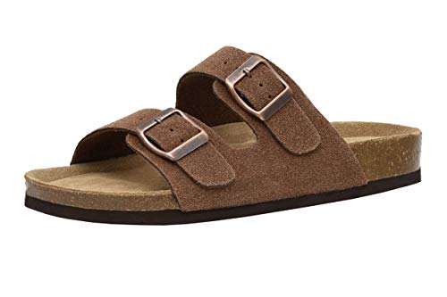 CUSHIONAIRE Damen Lane Kork-Fußbett-Sandale mit + Komfort,, Braun Vegan Wildleder, 36 EU von CUSHIONAIRE