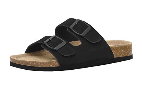 CUSHIONAIRE Damen Lane Kork-Fußbett-Sandale mit + Komfort,, Schwarzes, veganes Wildleder, 40.5 EU von CUSHIONAIRE