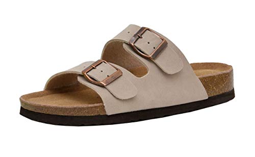 CUSHIONAIRE Damen Lane Kork-Fußbett-Sandale mit +Komfort, Stein, 39 EU von CUSHIONAIRE