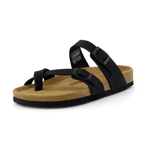 CUSHIONAIRE Damen Luna Slide Sandalen mit niedrigem Absatz, Schwarz, 37 EU M von CUSHIONAIRE