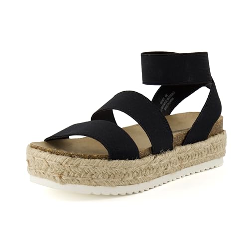 CUSHIONAIRE Damen Mandy Cork Espadrille Keilsandale, Schwarz, 40 EU von CUSHIONAIRE