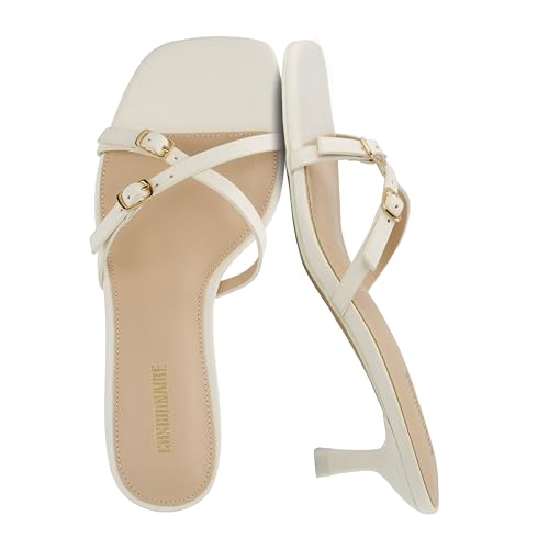 CUSHIONAIRE Damen Milan Kitten Heel Sandalen + Memory Foam, Breite Breite Verfügbar, Cream, 38 EU von CUSHIONAIRE
