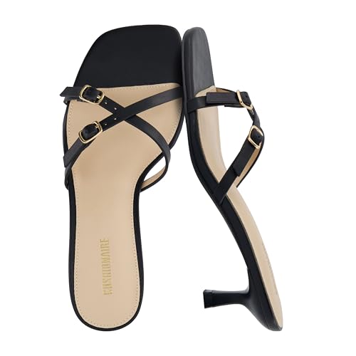 CUSHIONAIRE Damen Milan Kitten Heel Sandalen + Memory Foam, Breite Breite Verfügbar, Schwarz, 38 EU von CUSHIONAIRE