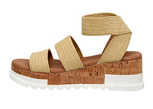 CUSHIONAIRE Damen Naomi Kork-Sandale mit Keilabsatz + breite Breiten erhältlich, Raffia, 37.5 EU von CUSHIONAIRE