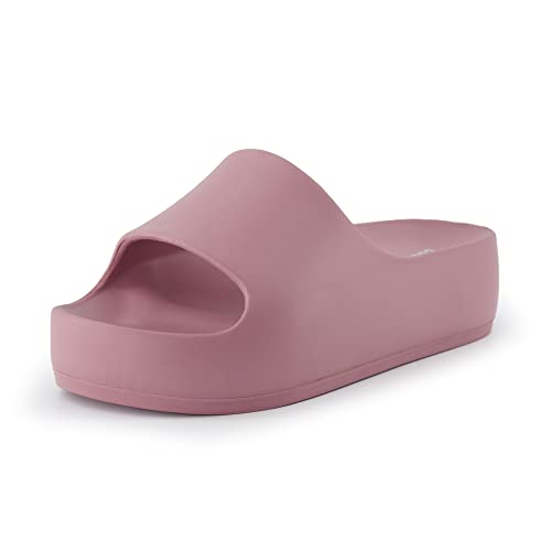 CUSHIONAIRE Damen Ninja Plateau Slide Sandale mit +Comfort, Blush, 39 EU von CUSHIONAIRE