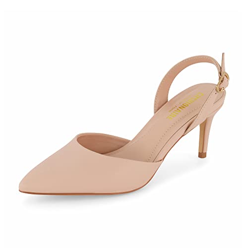 CUSHIONAIRE Damen Petula Slingback-Pumps + Memory Foam, große Weiten erhältlich, Blush, 39 EU von CUSHIONAIRE