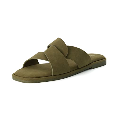 CUSHIONAIRE Tribune Slide-Sandale für Damen + Memory Foam, große Weiten erhältlich, Olivgrün, 40 EU W von CUSHIONAIRE