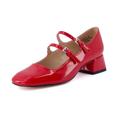 CUSHIONAIRE Damen Twiggy Mary Jane Kleid Schuh + Memory Foam, Breite verfügbar, Rotes Lackleder, 40.5 EU von CUSHIONAIRE