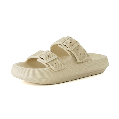 CUSHIONAIRE Fame Recovery Cloud Slide Sandalen für Damen mit +Komfort, Khaki, 37 EU von CUSHIONAIRE