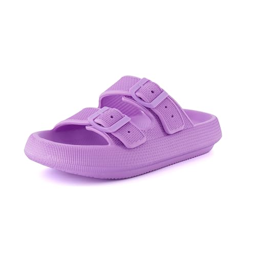 CUSHIONAIRE Fame Recovery Cloud Slide Sandalen für Damen mit +Komfort, Lavendel, 41 EU von CUSHIONAIRE