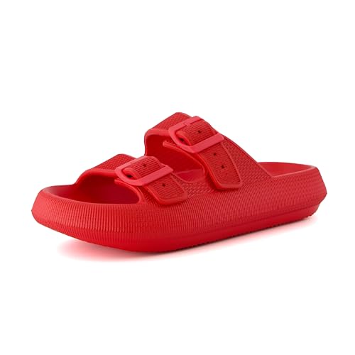 CUSHIONAIRE Fame Recovery Cloud Slide Sandalen für Damen mit +Komfort, Rot, 39 EU von CUSHIONAIRE