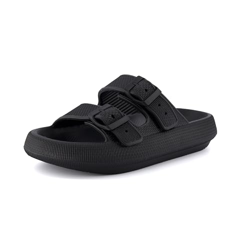 CUSHIONAIRE Fame Recovery Cloud Slide Sandalen für Damen mit +Komfort, Schwarz, 37 EU von CUSHIONAIRE