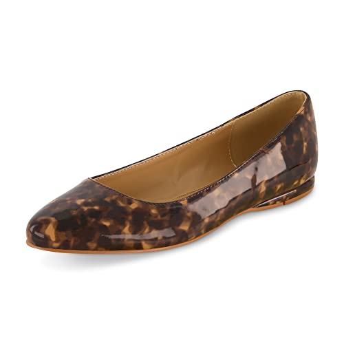 CUSHIONAIRE Francie Flat für Damen mit Komfortschaum und breiten Breiten erhältlich, Schildkröten-Patent, 38.5 EU von CUSHIONAIRE