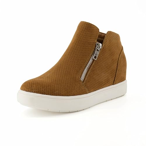 CUSHIONAIRE Hart Hidden Wedge Sneaker für Damen + Weite Weite verfügbar, Cognac, 40 EU W von CUSHIONAIRE