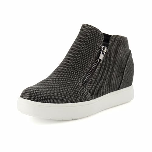 CUSHIONAIRE Hart Hidden Wedge Sneaker für Damen + Weite erhältlich, schwarzes Canvas, 38 EU von CUSHIONAIRE