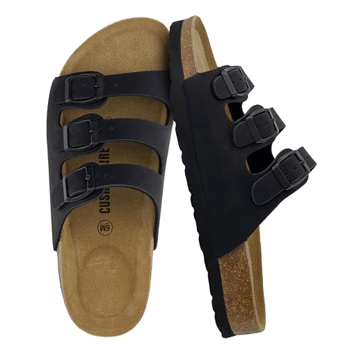 CUSHIONAIRE Lela Sandale mit Korkfußbett und +Comfort, SCHWARZ 42 EU W von CUSHIONAIRE